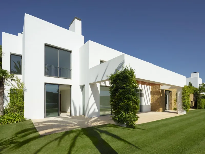 NEW BUILD EXCLUSIVE LUXURY VILLA AT FINCA CORTESÍN, CASARES& & Nestled within the enclave in the Finca Cortesin resort, this New Build villa exudes the charm of Ibiza-style residences. & The white structure, adorned with traditional Mediterranean