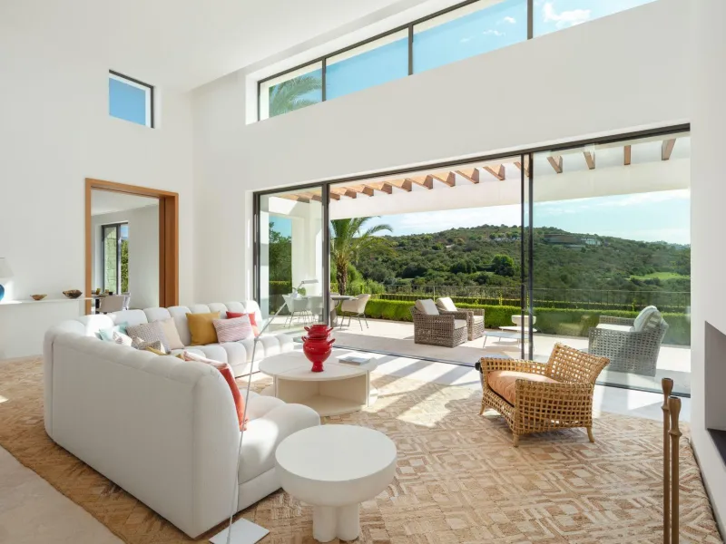 NEW BUILD EXCLUSIVE LUXURY VILLA AT FINCA CORTESÍN, CASARES& & Nestled within the enclave in the Finca Cortesin resort, this New Build villa exudes the charm of Ibiza-style residences. & The white structure, adorned with traditional Mediterranean