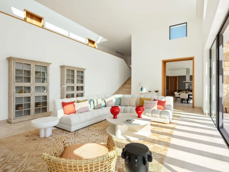 NEW BUILD EXCLUSIVE LUXURY VILLA AT FINCA CORTESÍN, CASARES& & Nestled within the enclave in the Finca Cortesin resort, this New Build villa exudes the charm of Ibiza-style residences. & The white structure, adorned with traditional Mediterranean