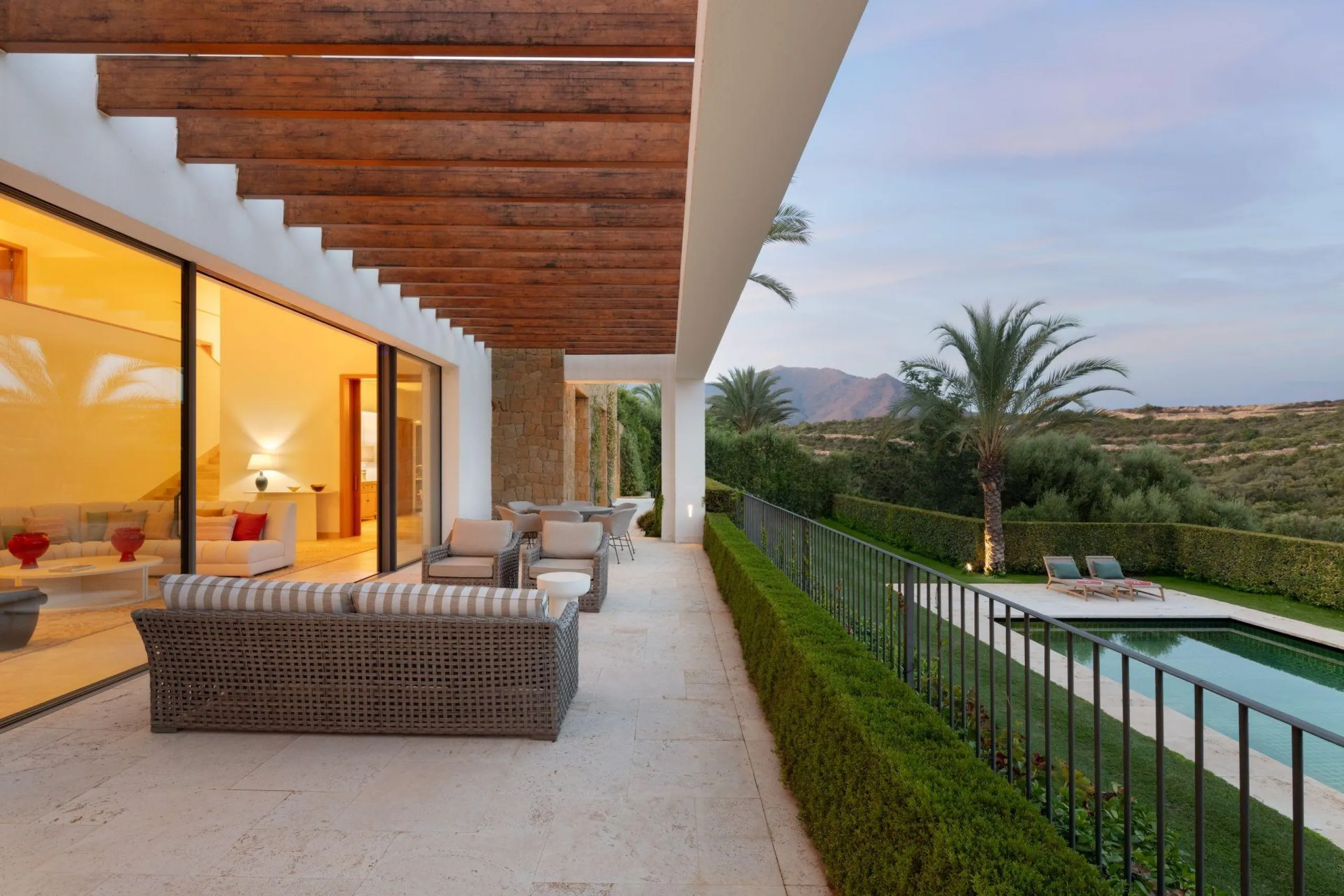 NEW BUILD EXCLUSIVE LUXURY VILLA AT FINCA CORTESÍN, CASARES& & Nestled within the enclave in the Finca Cortesin resort, this New Build villa exudes the charm of Ibiza-style residences. & The white structure, adorned with traditional Mediterranean