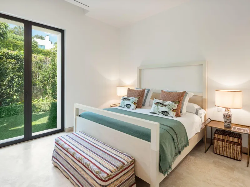 NEW BUILD EXCLUSIVE LUXURY VILLA AT FINCA CORTESÍN, CASARES& & Nestled within the enclave in the Finca Cortesin resort, this New Build villa exudes the charm of Ibiza-style residences. & The white structure, adorned with traditional Mediterranean