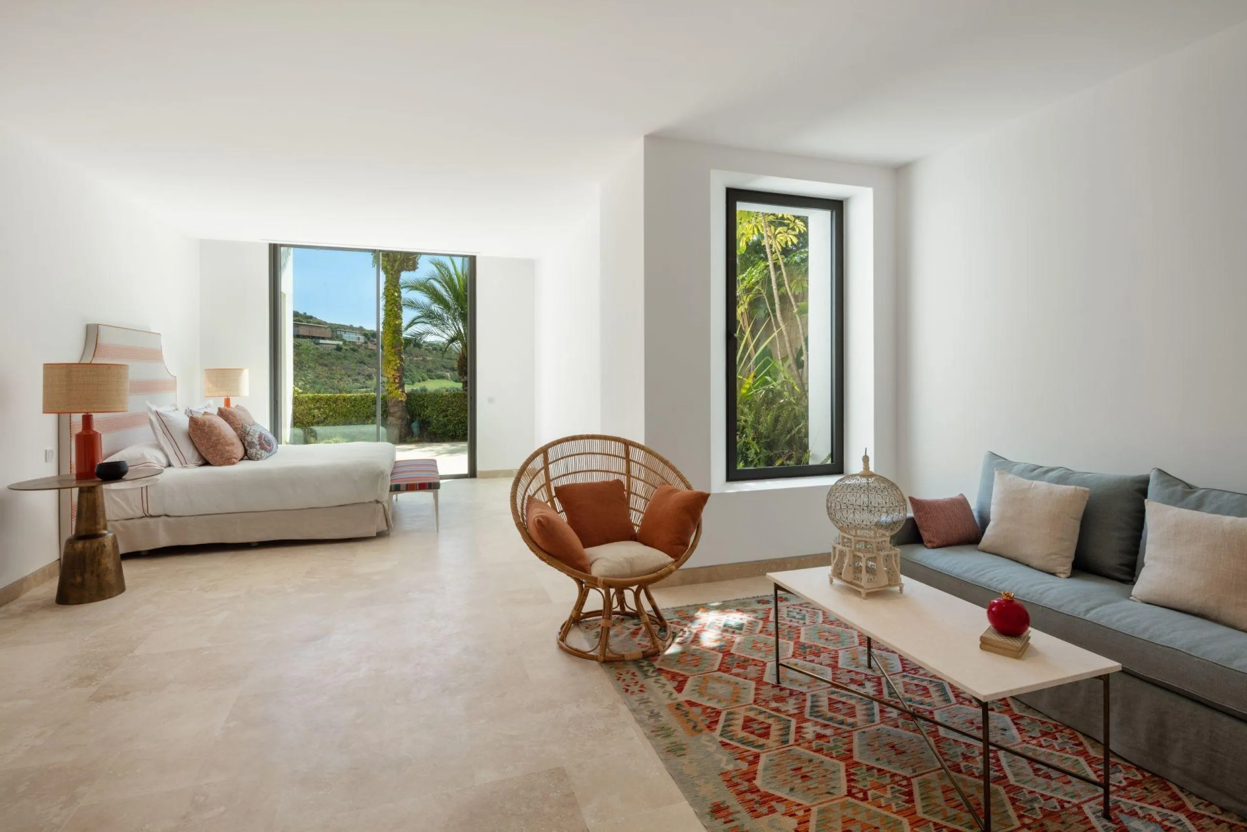 NEW BUILD EXCLUSIVE LUXURY VILLA AT FINCA CORTESÍN, CASARES& & Nestled within the enclave in the Finca Cortesin resort, this New Build villa exudes the charm of Ibiza-style residences. & The white structure, adorned with traditional Mediterranean
