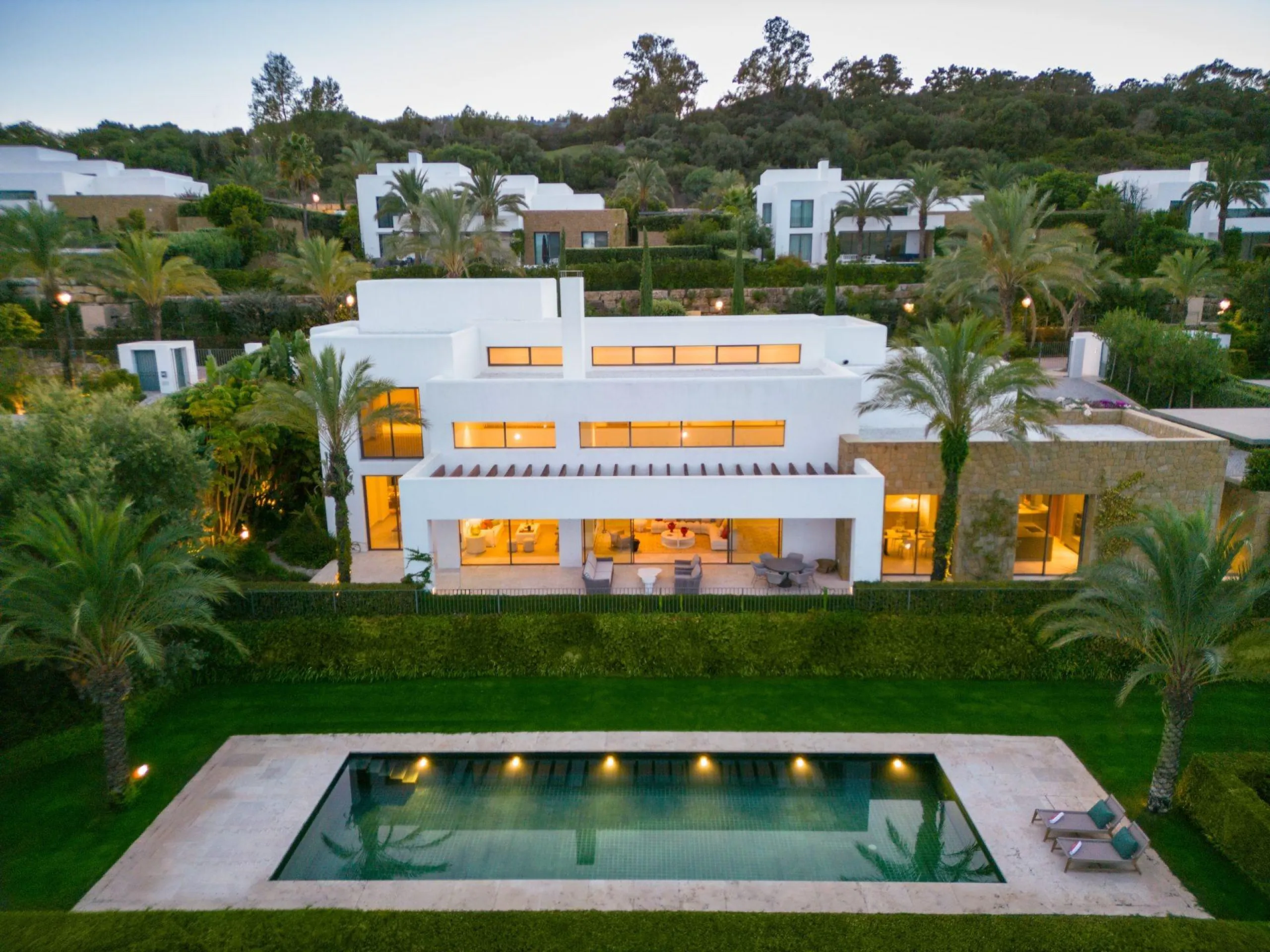 NEW BUILD EXCLUSIVE LUXURY VILLA AT FINCA CORTESÍN, CASARES& & Nestled within the enclave in the Finca Cortesin resort, this New Build villa exudes the charm of Ibiza-style residences. & The white structure, adorned with traditional Mediterranean