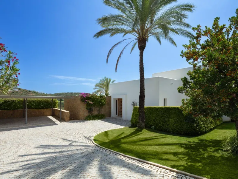 NEW BUILD EXCLUSIVE LUXURY VILLA AT FINCA CORTESÍN, CASARES& & Nestled within the enclave in the Finca Cortesin resort, this New Build villa exudes the charm of Ibiza-style residences. & The white structure, adorned with traditional Mediterranean