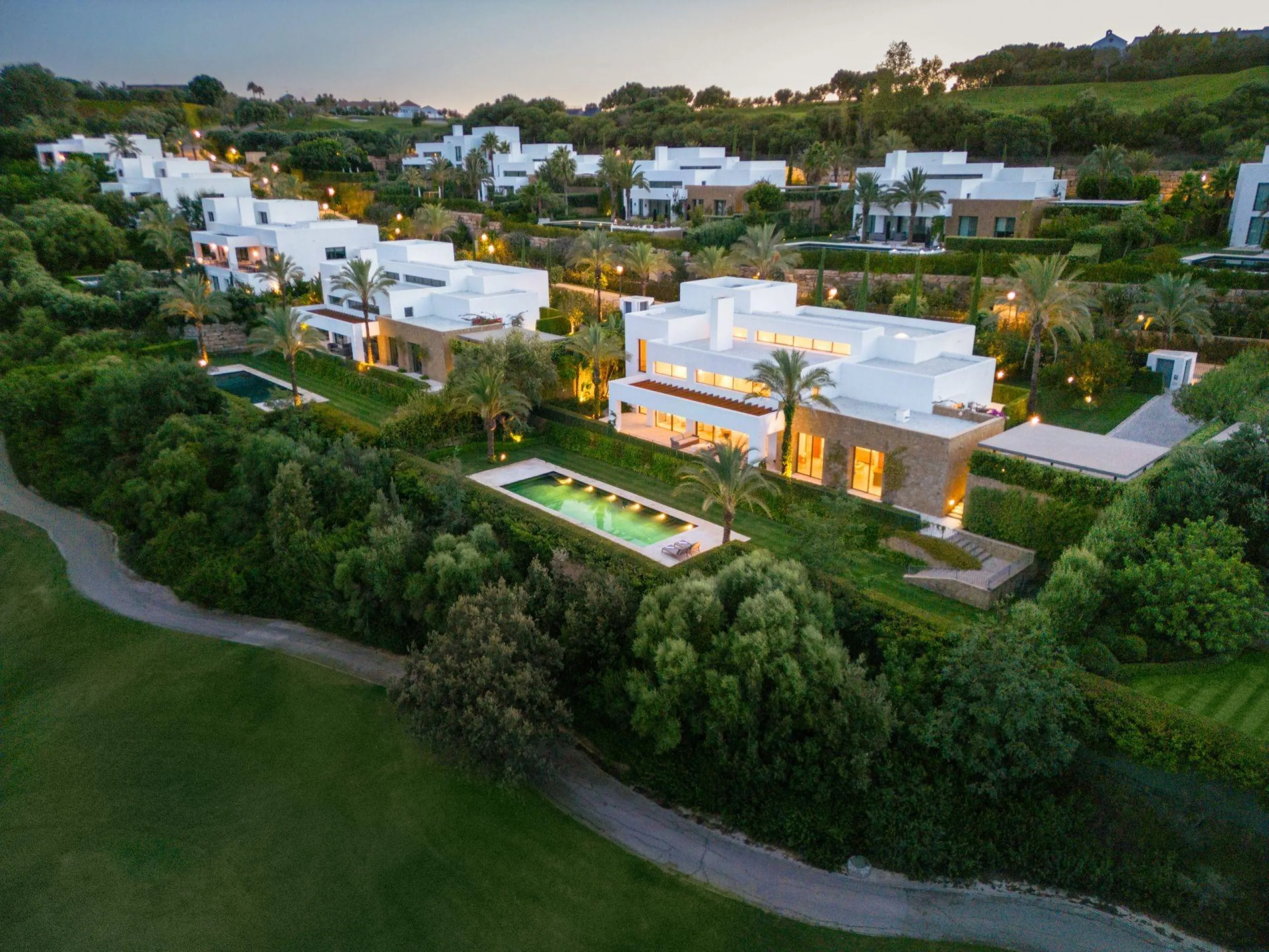 NEW BUILD EXCLUSIVE LUXURY VILLA AT FINCA CORTESÍN, CASARES& & Nestled within the enclave in the Finca Cortesin resort, this New Build villa exudes the charm of Ibiza-style residences. & The white structure, adorned with traditional Mediterranean