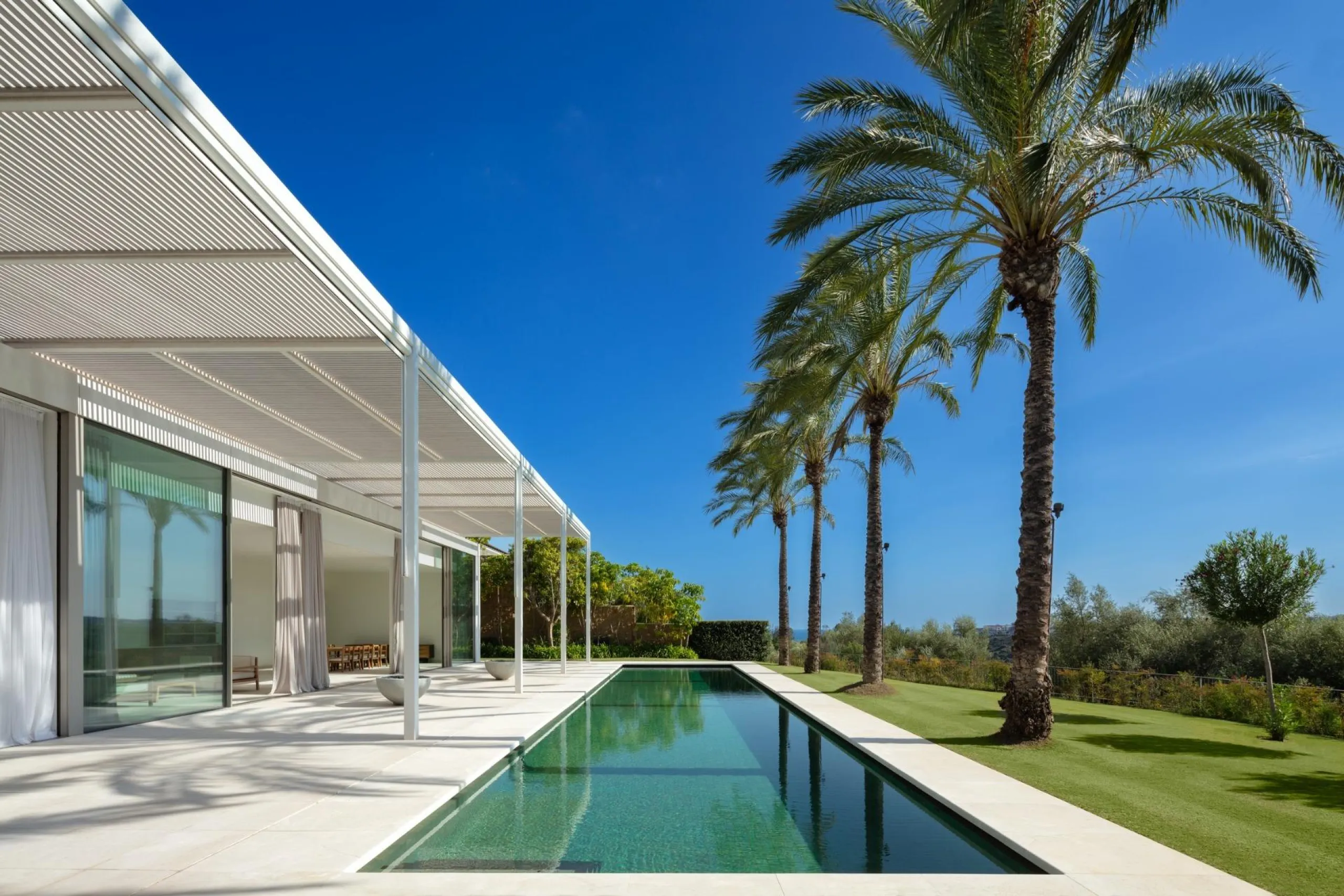 NEW BUILD EXCLUSIVE LUXURY VILLA AT FINCA CORTESÍN, CASARES& & This astonishing villa is the embodiment of luxury golfside living. Meticulously designed by the esteemed architects Vicens &amp; Romans, this opulent residence showcases an unrivalled a
