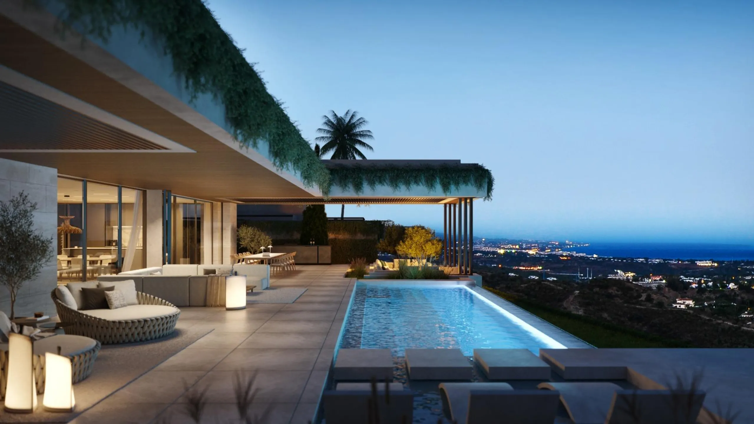 LUXURY NEW BUILD VILLAS WITH SEA VIEW IN BENAHAVIS& & Residential is the perfect symbiosis of luxury and sustainability. The project has been greatly influenced by the constant dialogue with nature in order to mimic it without altering its condition