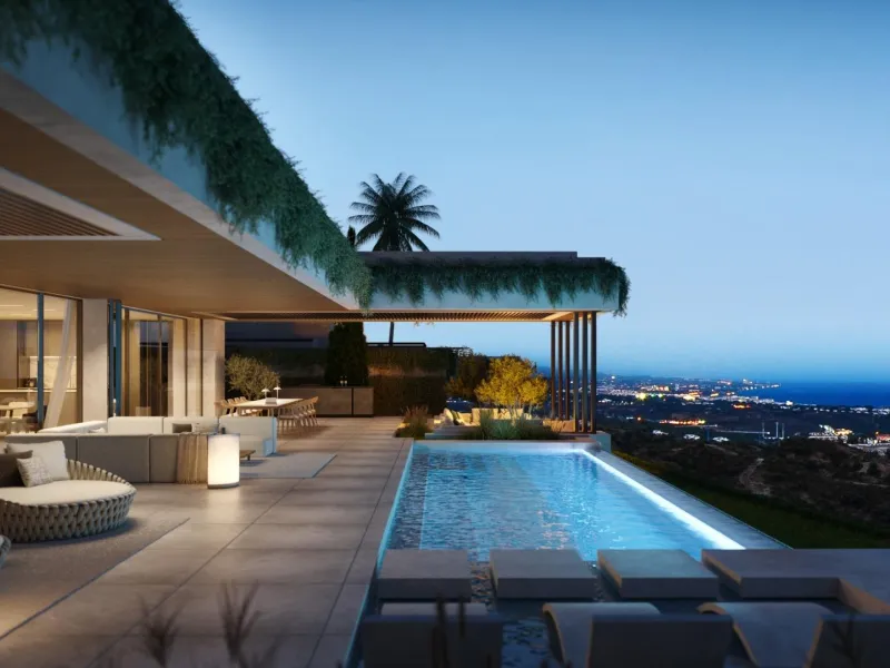 LUXURY NEW BUILD VILLAS WITH SEA VIEW IN BENAHAVIS& & Residential is the perfect symbiosis of luxury and sustainability. The project has been greatly influenced by the constant dialogue with nature in order to mimic it without altering its condition