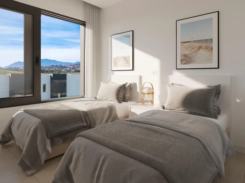NEW BUILD SEMI-DETACHED VILLAS NEAR ESTEPONA& & New Build exclusive residential complex consisting of 50 contemporary style semi-detached villas comprising of a large living room, open plan fitted kitchen equipped with top brand appliances, 3 bedroo