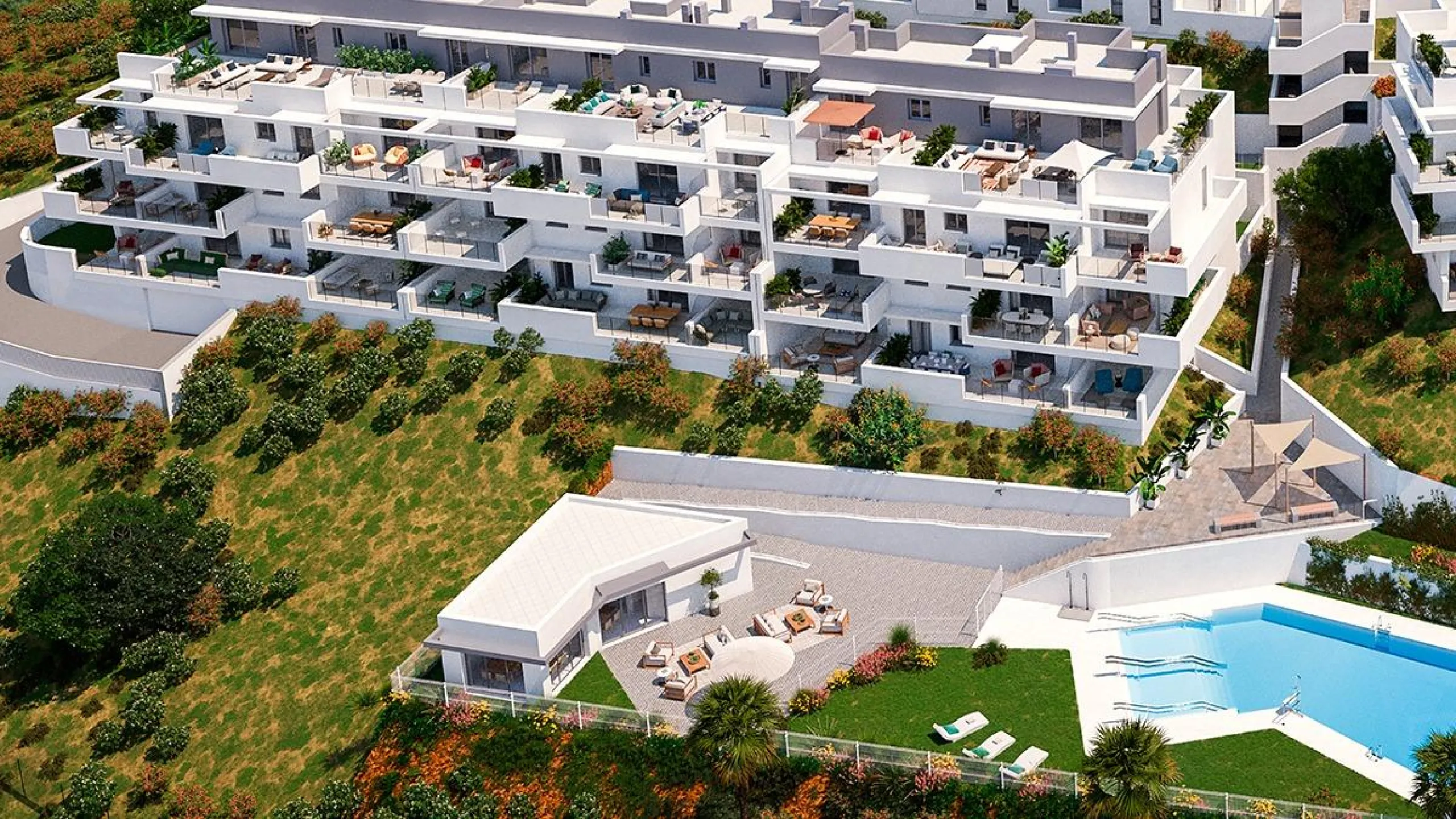 NEW BUILD RESIDENTIAL COMPLEX IN LA DUQUESA, MANILVA& & New Build residential complex consists of 60 apartments and penthouses with 2 and 3 bedrooms in La Duquesa golf, Manilva. & The blocks are distributed in ground floor, 2 storeys and penthous