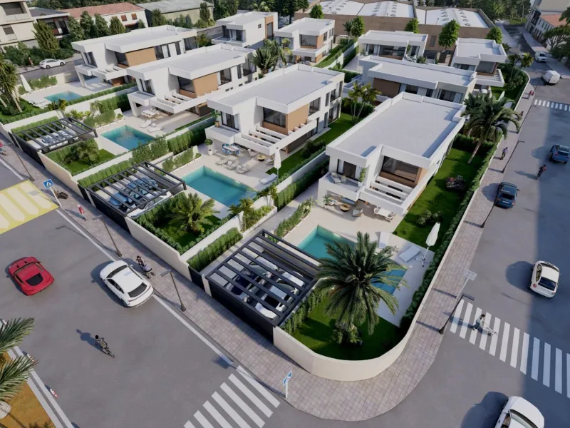 NEW BUILD VILLAS NEAR MANILVA& & New Build villas in Los Hidalgos, Manilva.& & 9 magnificent modern detached villas of great quality on plots of 600m2 approx., with 4 bedrooms all en suite, toilet, spacious living-dining-kitchen, private swimm
