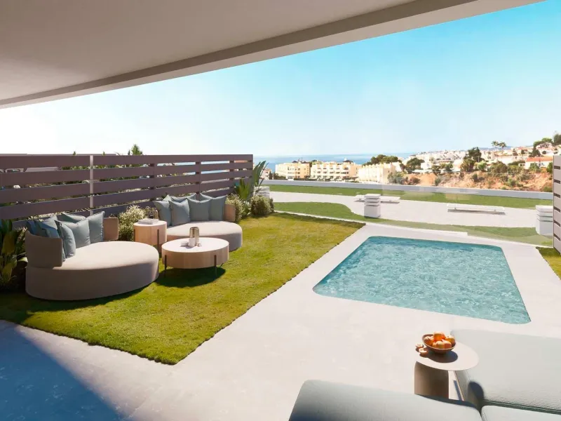 NEW BUILD TOWNHOUSES NEAR FUENGIROLA& & New Build development has been meticulously designed for those who seek a life in perfect harmony with nature. Residential complex the core values of sustainability and innovation are intertwined to offer a he