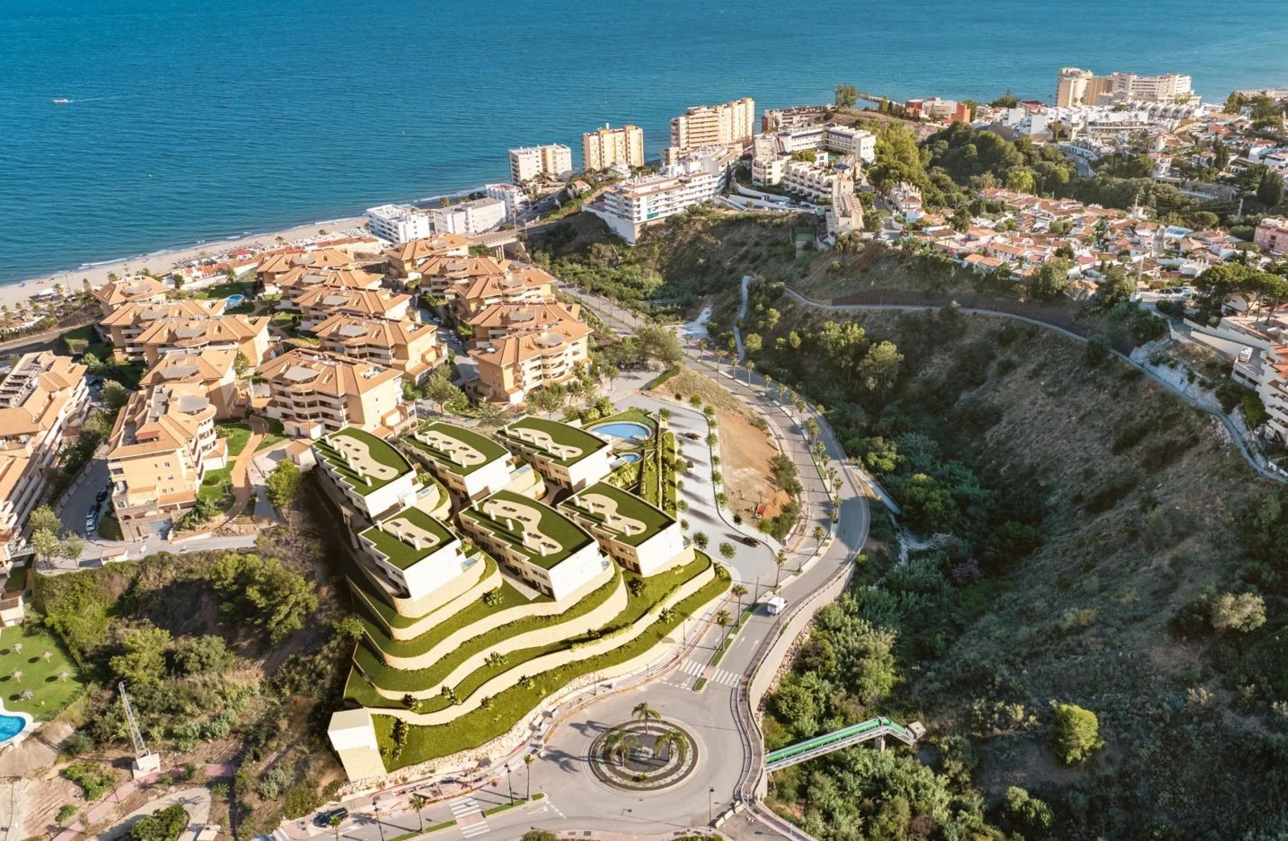 NEW BUILD TOWNHOUSES NEAR FUENGIROLA& & New Build development has been meticulously designed for those who seek a life in perfect harmony with nature. Residential complex the core values of sustainability and innovation are intertwined to offer a he