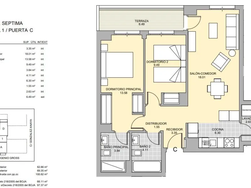 NEW BUILD APARTMENTS IN MALAGA& & New Build residential complex consists of 35 apartments distributed in Ground Floor+7 in two buildings, with various types of 1 and 2 bedrooms in a unique building in the city centre. With a modern and contemporary 