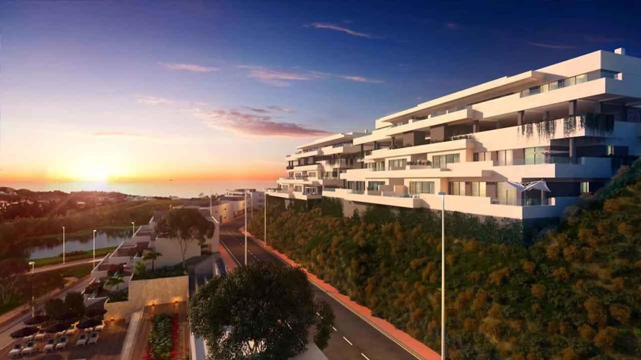 NEW BUILD RESIDENTIAL COMPLEX IN LAS LAGUNAS DE MIJAS& & New Build residential complex with the sea views consists of a total of 82 properties to be built in 2 phases. & Phase 1 corresponds to blocks 1 to 5, with 50 units; and phase 2, blocks 6 a
