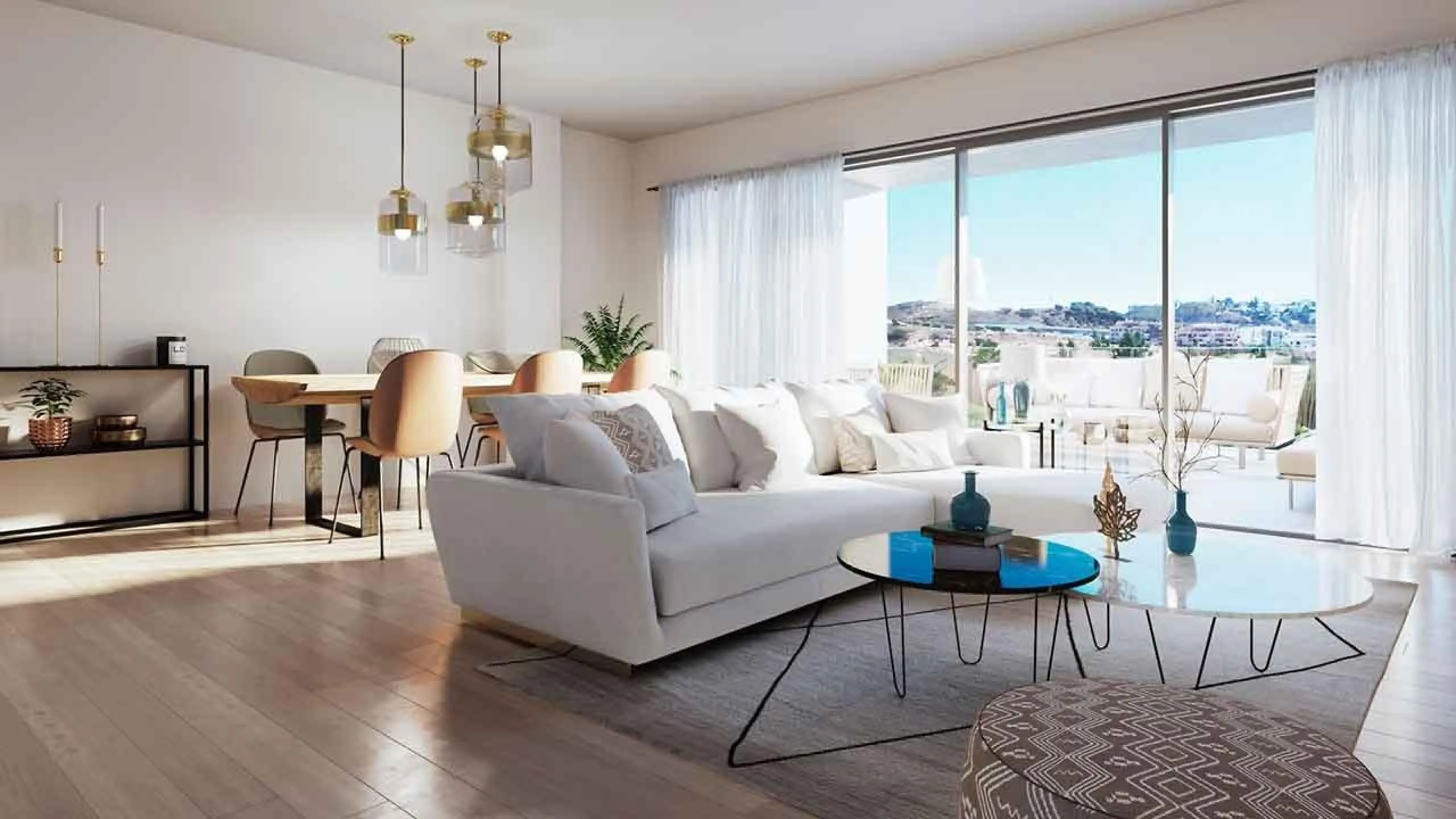 NEW BUILD RESIDENTIAL COMPLEX IN LAS LAGUNAS DE MIJAS& & New Build residential complex with the sea views consists of a total of 82 properties to be built in 2 phases. & Phase 1 corresponds to blocks 1 to 5, with 50 units; and phase 2, blocks 6 a