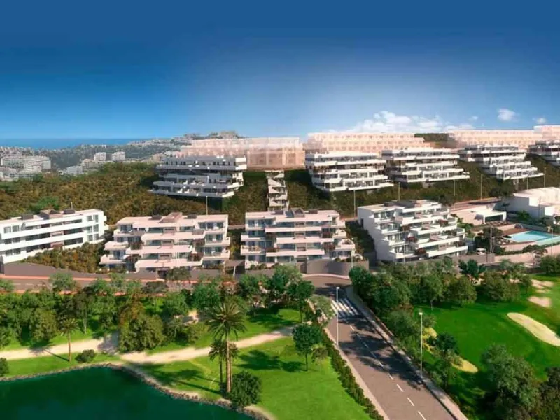 NEW BUILD RESIDENTIAL COMPLEX IN LAS LAGUNAS DE MIJAS& & New Build residential complex with the sea views consists of a total of 82 properties to be built in 2 phases. & Phase 1 corresponds to blocks 1 to 5, with 50 units; and phase 2, blocks 6 a