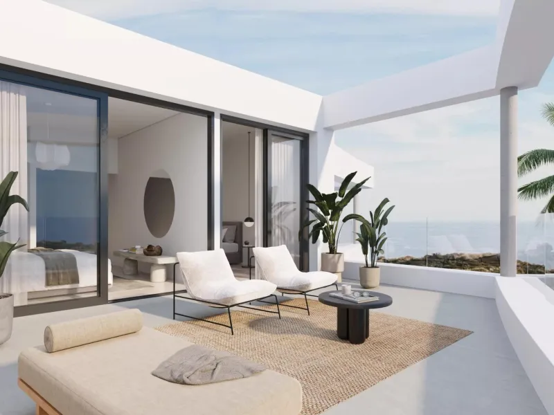 NEW BUILD TOWNHOUSES NEAR MIJAS& & New Build exclusive project of townhouses and semi-detached villas near Mijas with an elegant Scandinavian design blends harmoniously with the surrounding nature. The architecture of the properties follows seamless
