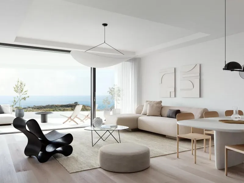 NEW BUILD TOWNHOUSES NEAR MIJAS& & New Build exclusive project of townhouses and semi-detached villas near Mijas with an elegant Scandinavian design blends harmoniously with the surrounding nature. The architecture of the properties follows seamless