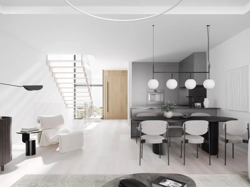 NEW BUILD TOWNHOUSES NEAR MIJAS& & New Build exclusive project of townhouses and semi-detached villas near Mijas with an elegant Scandinavian design blends harmoniously with the surrounding nature. The architecture of the properties follows seamless