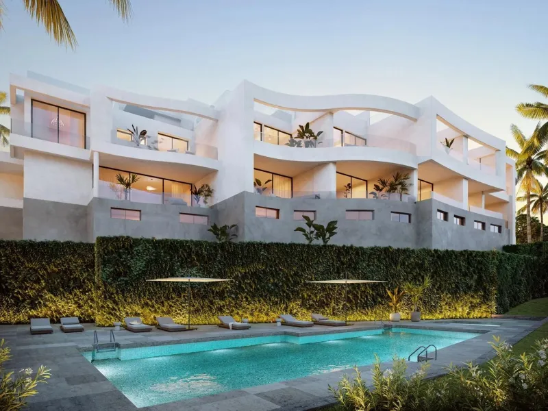 NEW BUILD TOWNHOUSES NEAR MIJAS& & New Build exclusive project of townhouses and semi-detached villas near Mijas with an elegant Scandinavian design blends harmoniously with the surrounding nature. The architecture of the properties follows seamless