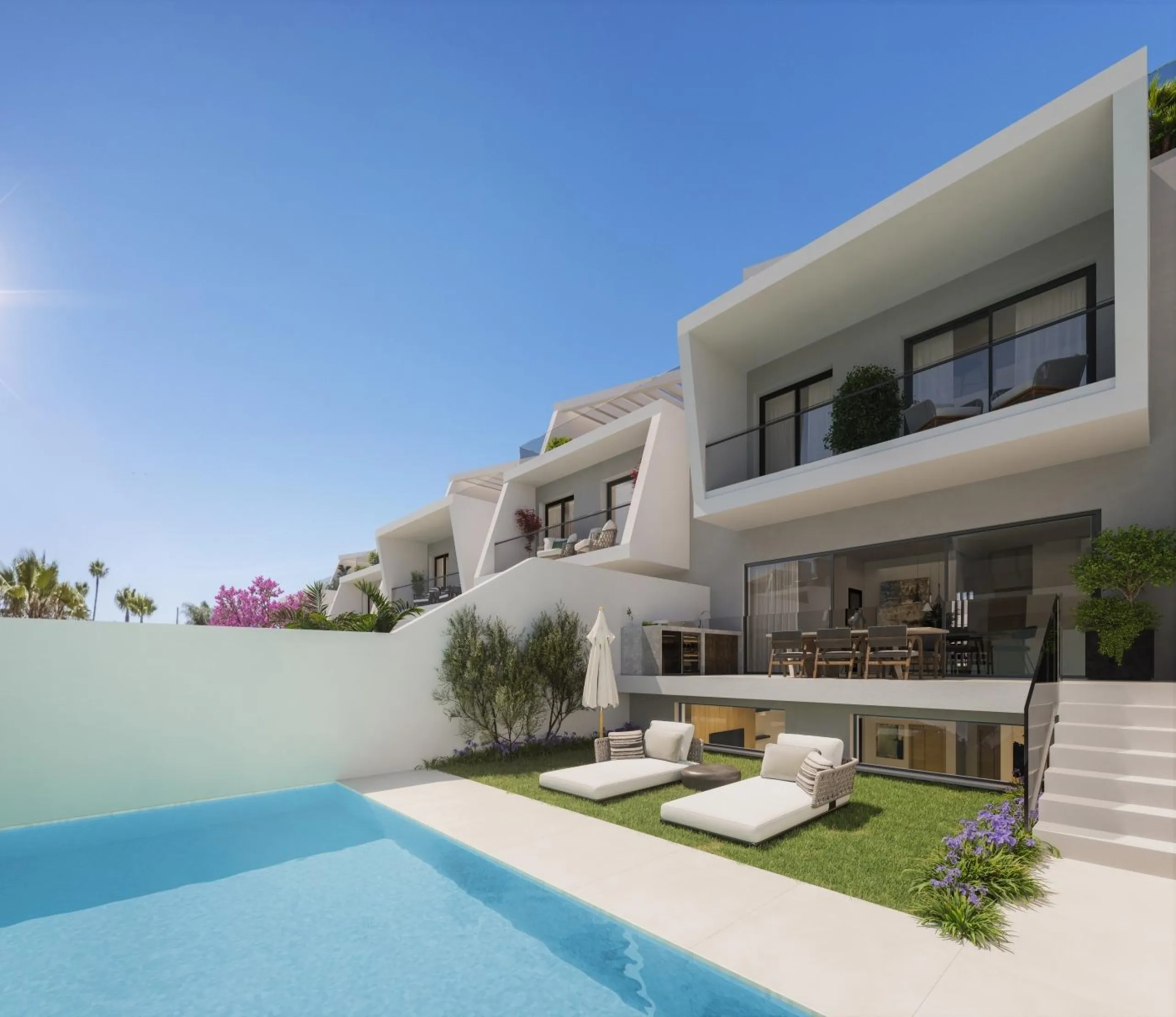 Exclusive New Build Residential Complex in Los Flamingos, Estepona& & Discover a unique opportunity to own a home in one of the most prestigious areas on the Costa del Sol. This new construction development offers 11 exquisitely designed townhouses 