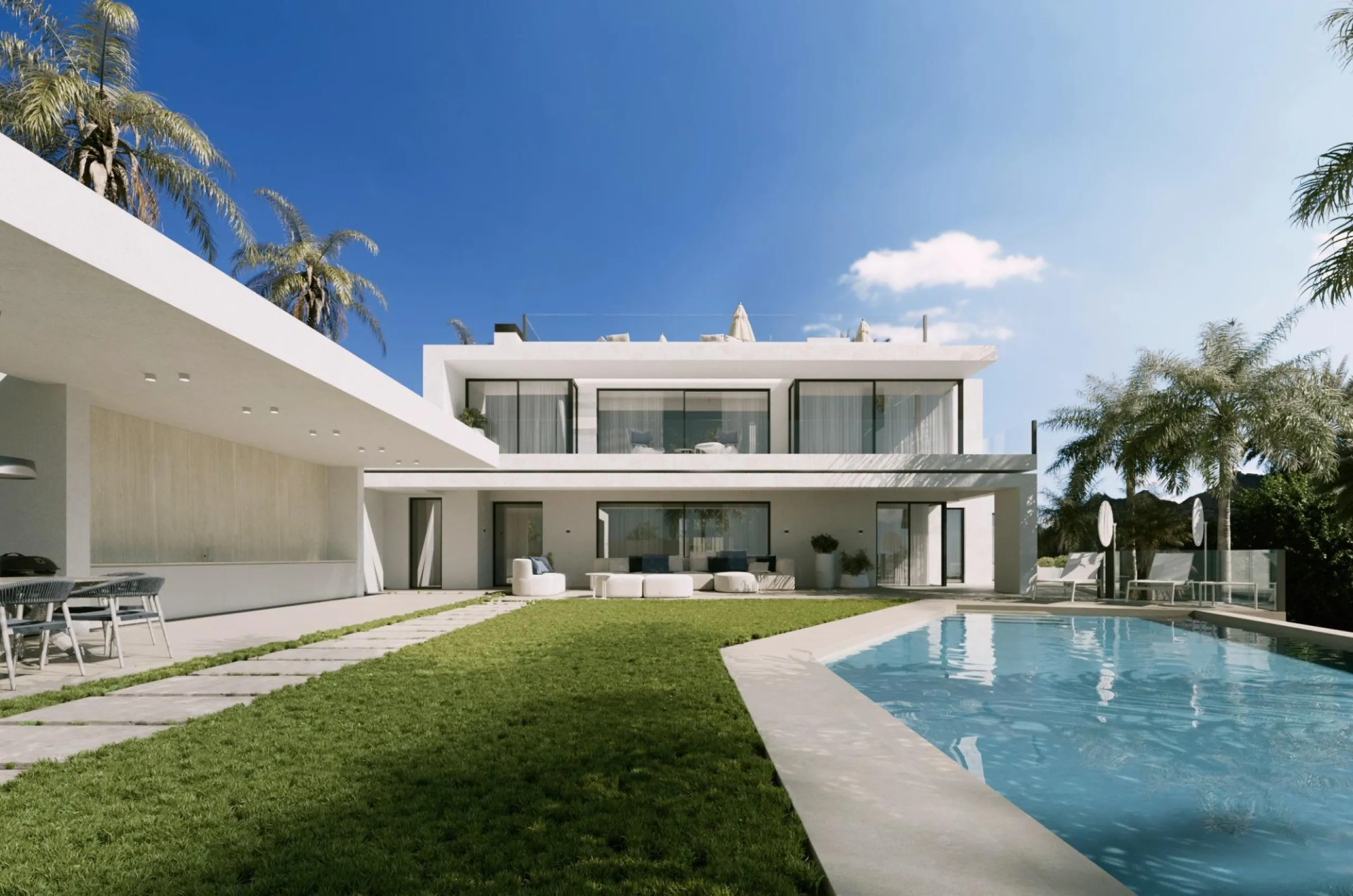 Contemporary Villa with Sea and Mountain Views in Cascada de Camoján, Marbella