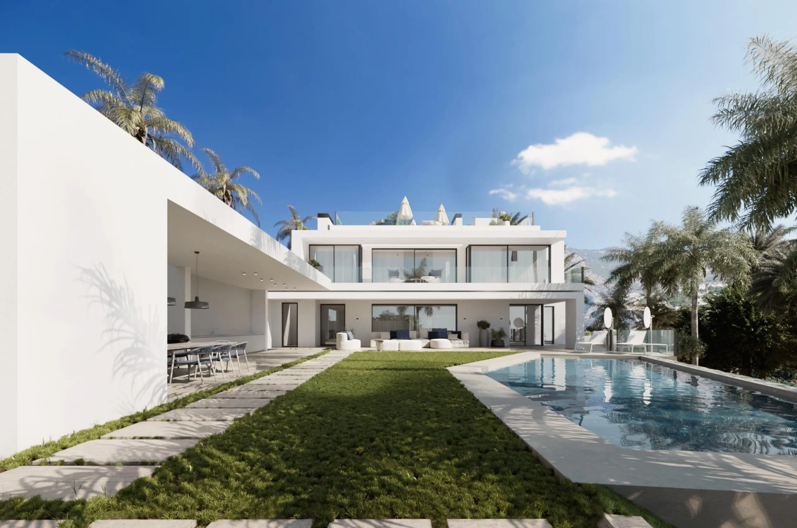 Contemporary Villa with Sea and Mountain Views in Cascada de Camoján, Marbella