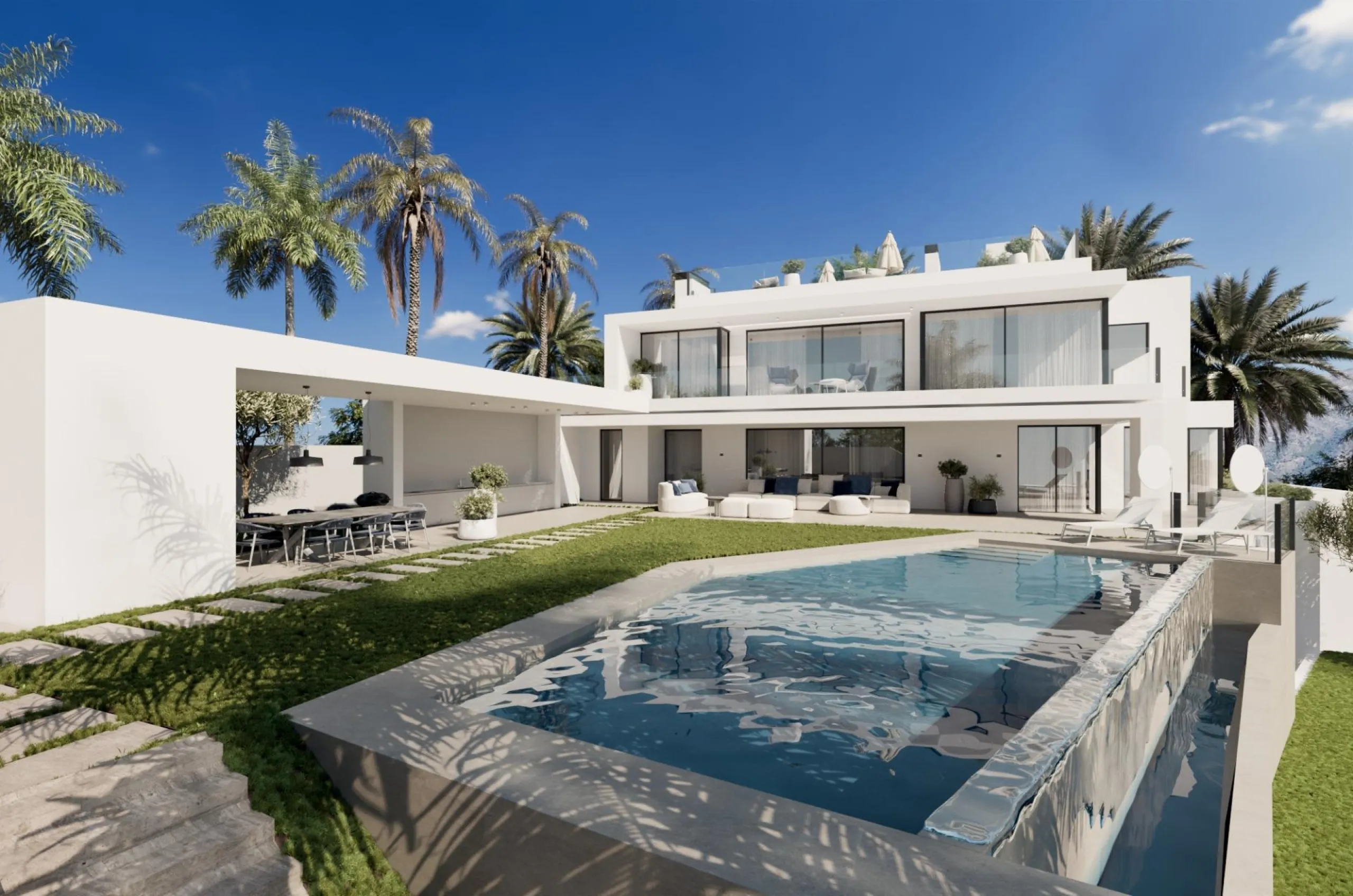 Contemporary Villa with Sea and Mountain Views in Cascada de Camoján, Marbella