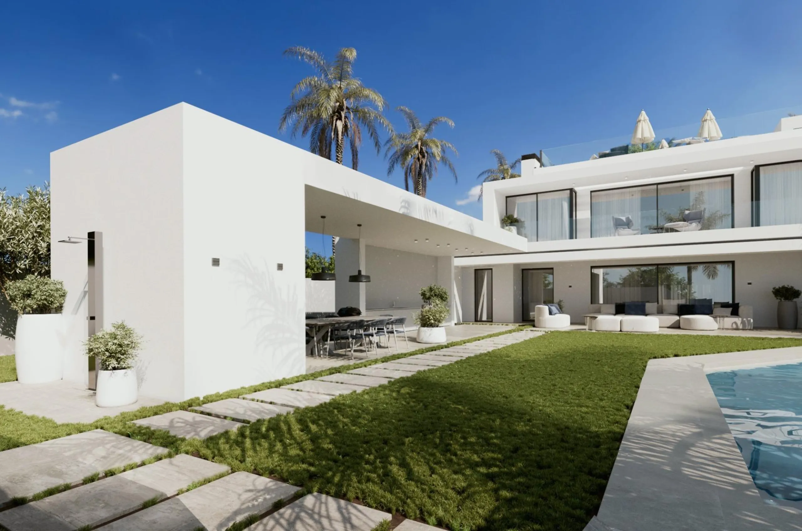 Contemporary Villa with Sea and Mountain Views in Cascada de Camoján, Marbella
