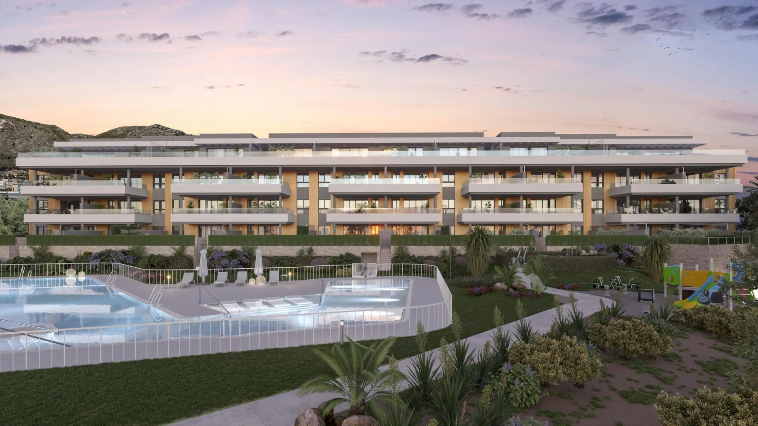 PRIVILEGED ENCLAVE WITH EXCELLENT VIEWS& & Residential complex made up of 37 homes with 2, 3 and 4 bedrooms, and 2 semi-detached houses, where you can enjoy the privacy and tranquillity of your own home, with spacious terraces designed to experience