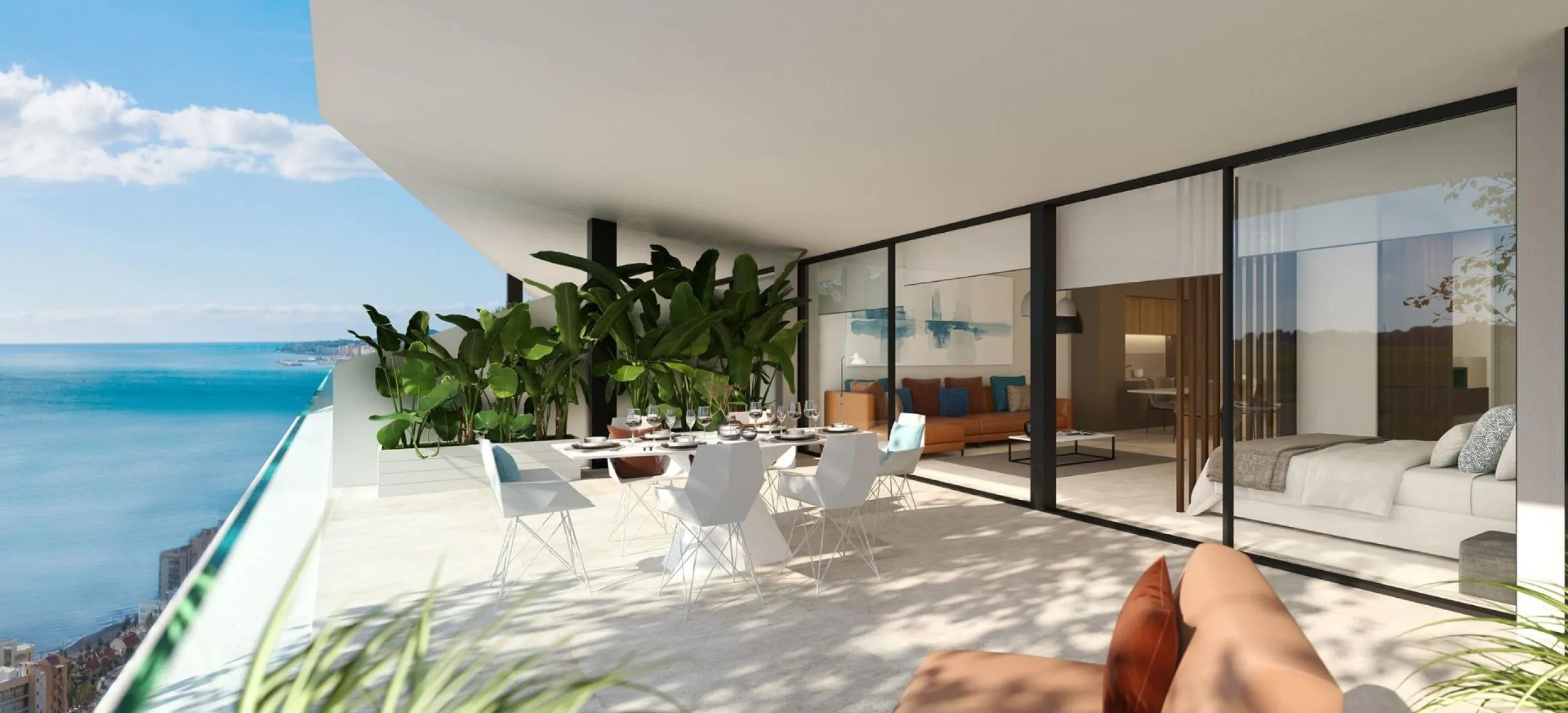 LUXURY RESIDENTIAL COMPLEX WITH SEA VIEWS IN EL HIGUERÓN & & Residential complex of 157 homes distributed in 4 buildings. The first two face east, with the properties arranged in such a way that some do not interfere with the views of the others, wh