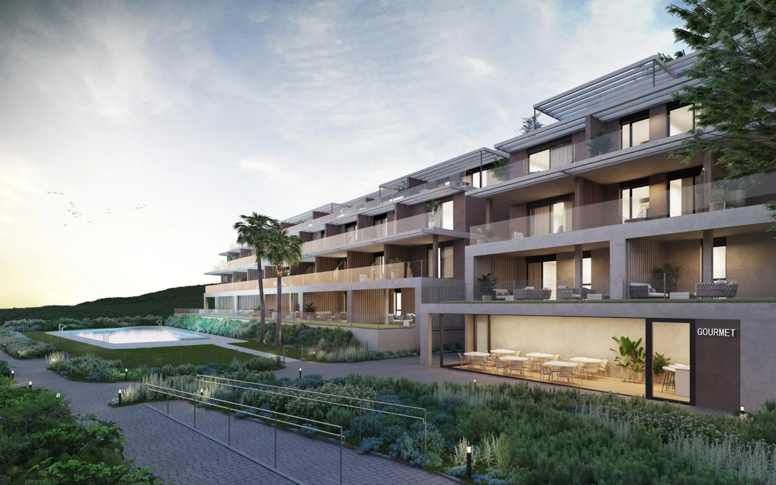 New Build Residential Complex with Golf and Sea Views near Estepona& & Contemporary Living Surrounded by Nature and Golf& Discover a new residential development located in a privileged setting near Estepona, on the western Costa del Sol. This exc