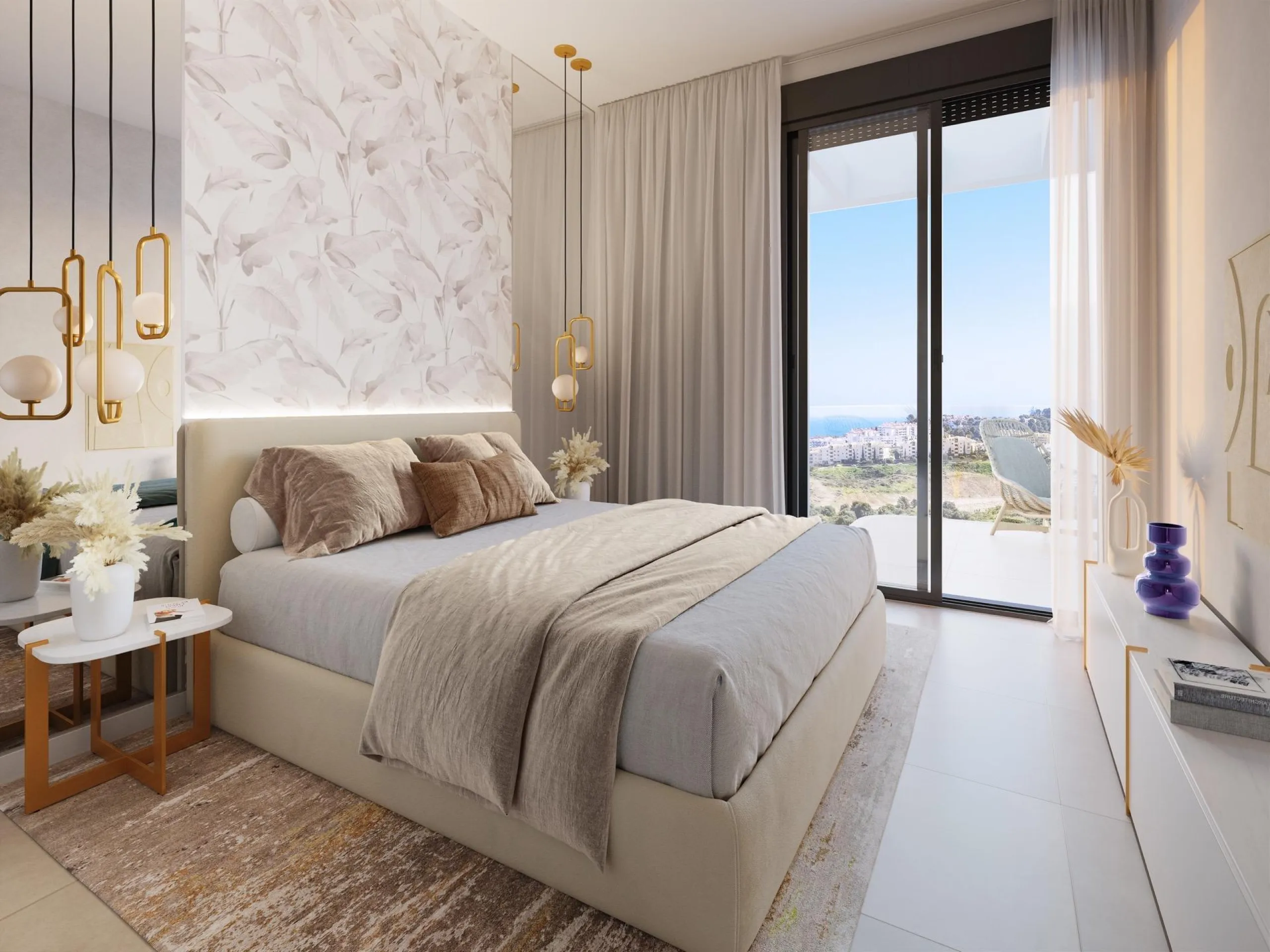 Fully fenced residential complex consisting of 6 buildings, with a total of 108 flats and penthouses of 2 and 3 bedrooms, half of them with views of the golf course and the Mijas mountain range, and the other half with incredible panoramic sea views, so y