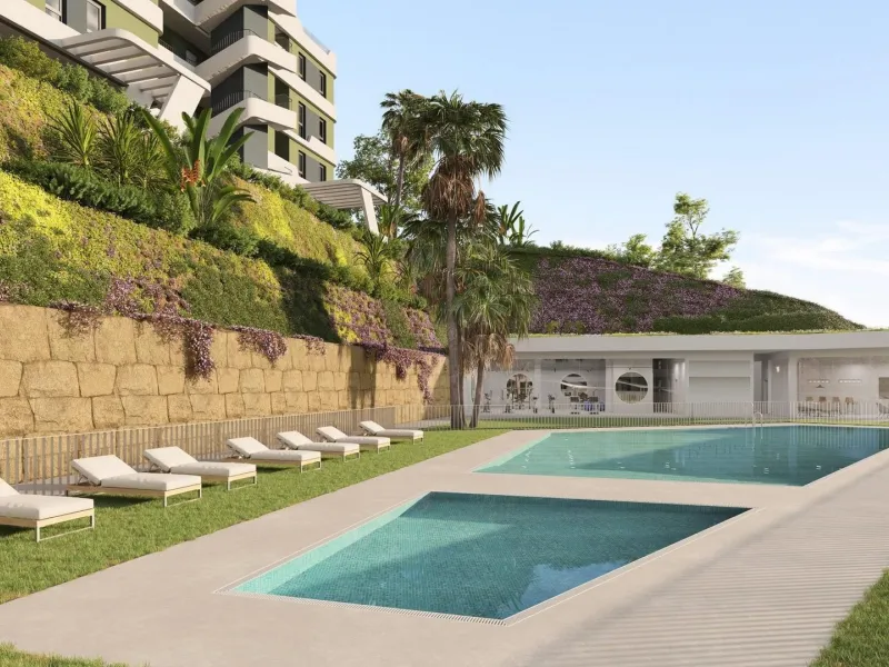 Fully fenced residential complex consisting of 6 buildings, with a total of 108 flats and penthouses of 2 and 3 bedrooms, half of them with views of the golf course and the Mijas mountain range, and the other half with incredible panoramic sea views, so y