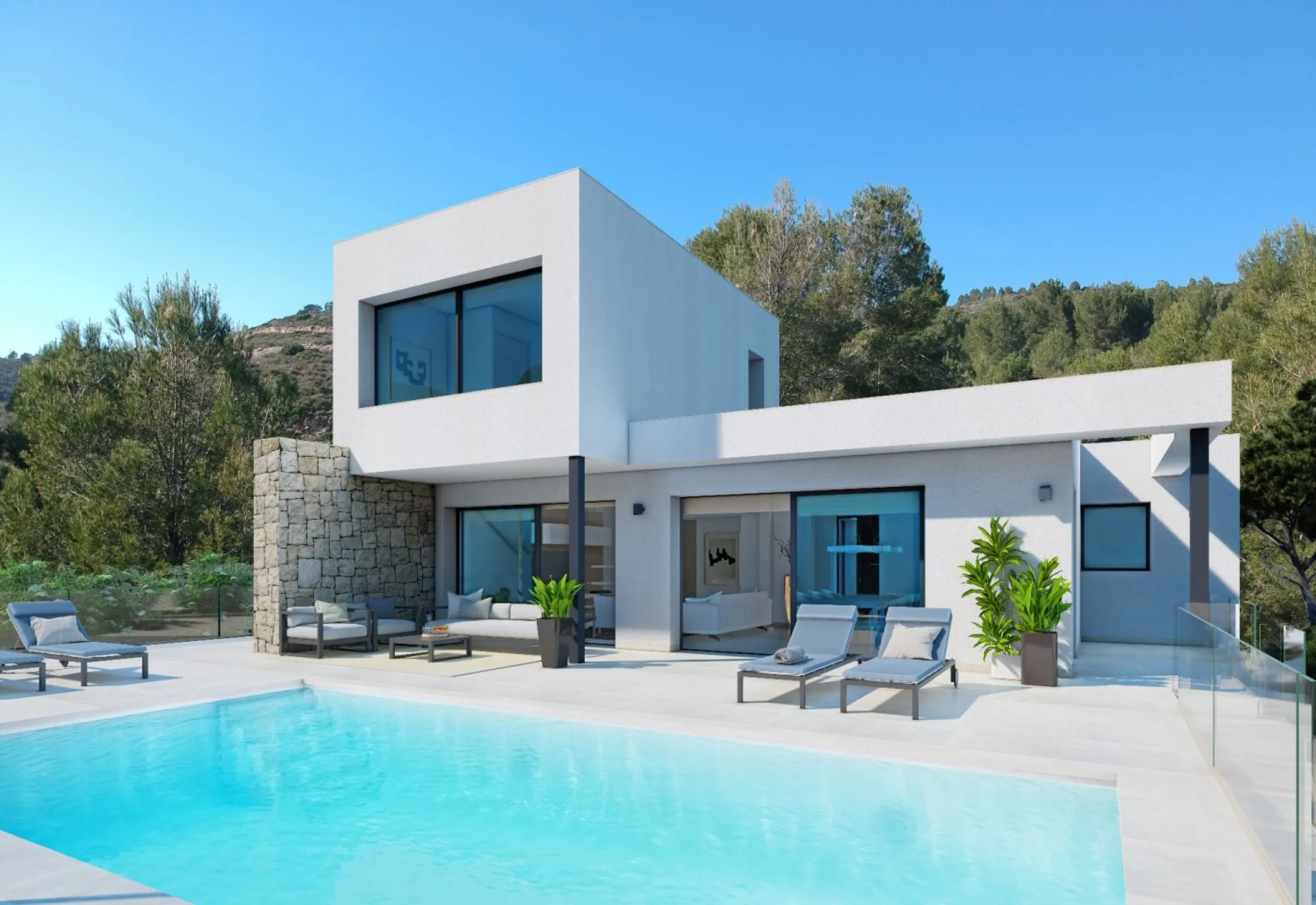 Villa con piscina y vistas al mar en Pedreguer