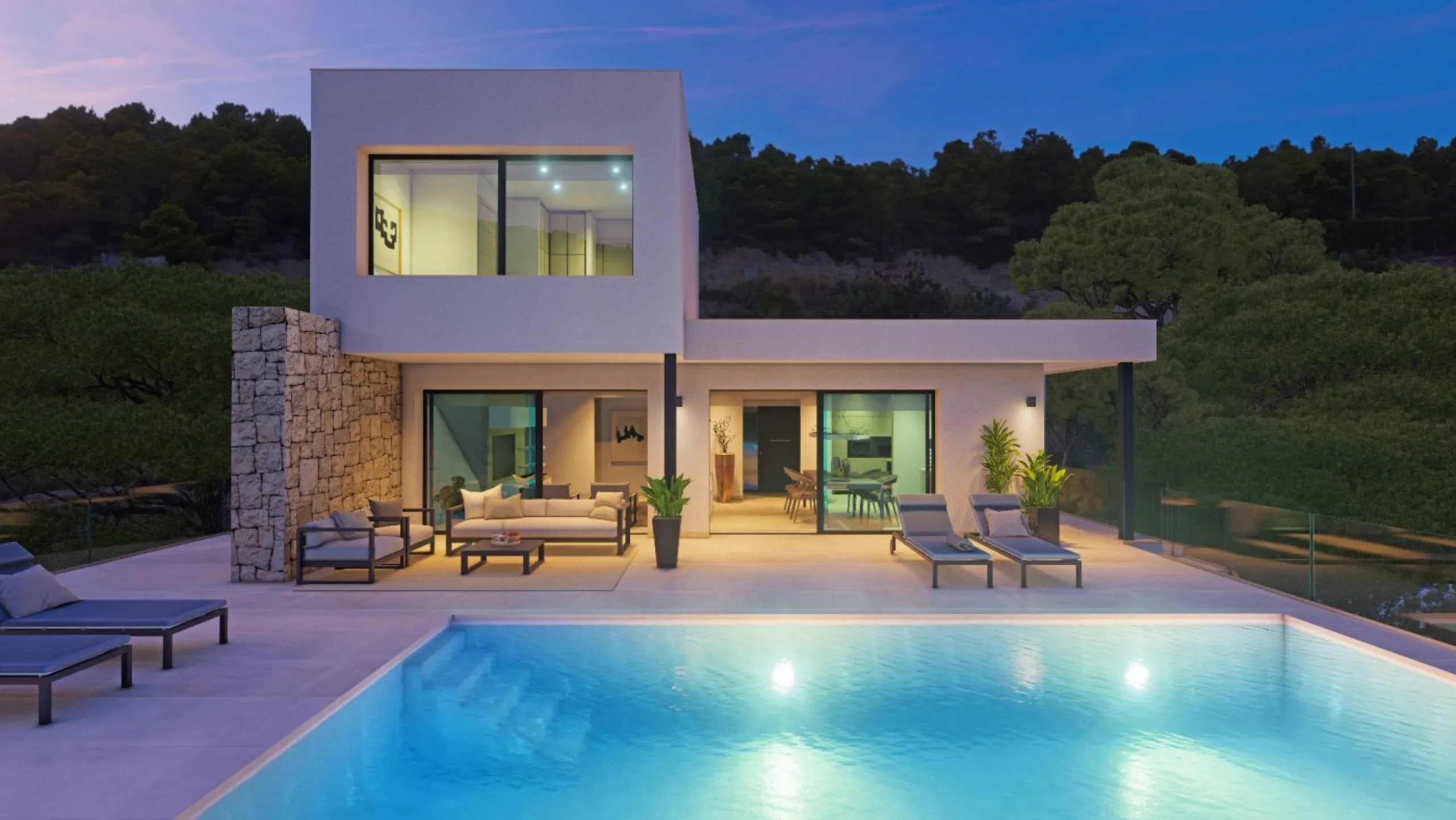 Villa con piscina y vistas al mar en Pedreguer