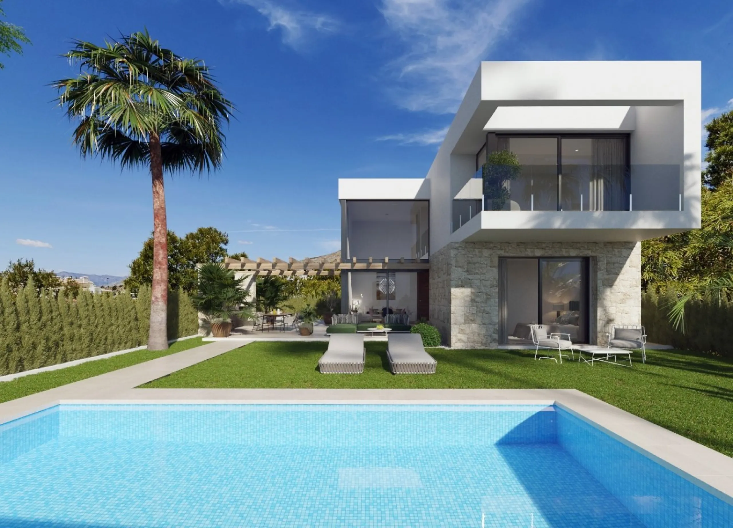 Villas independientes con piscina y vistas al mar en Sierra Cortina
