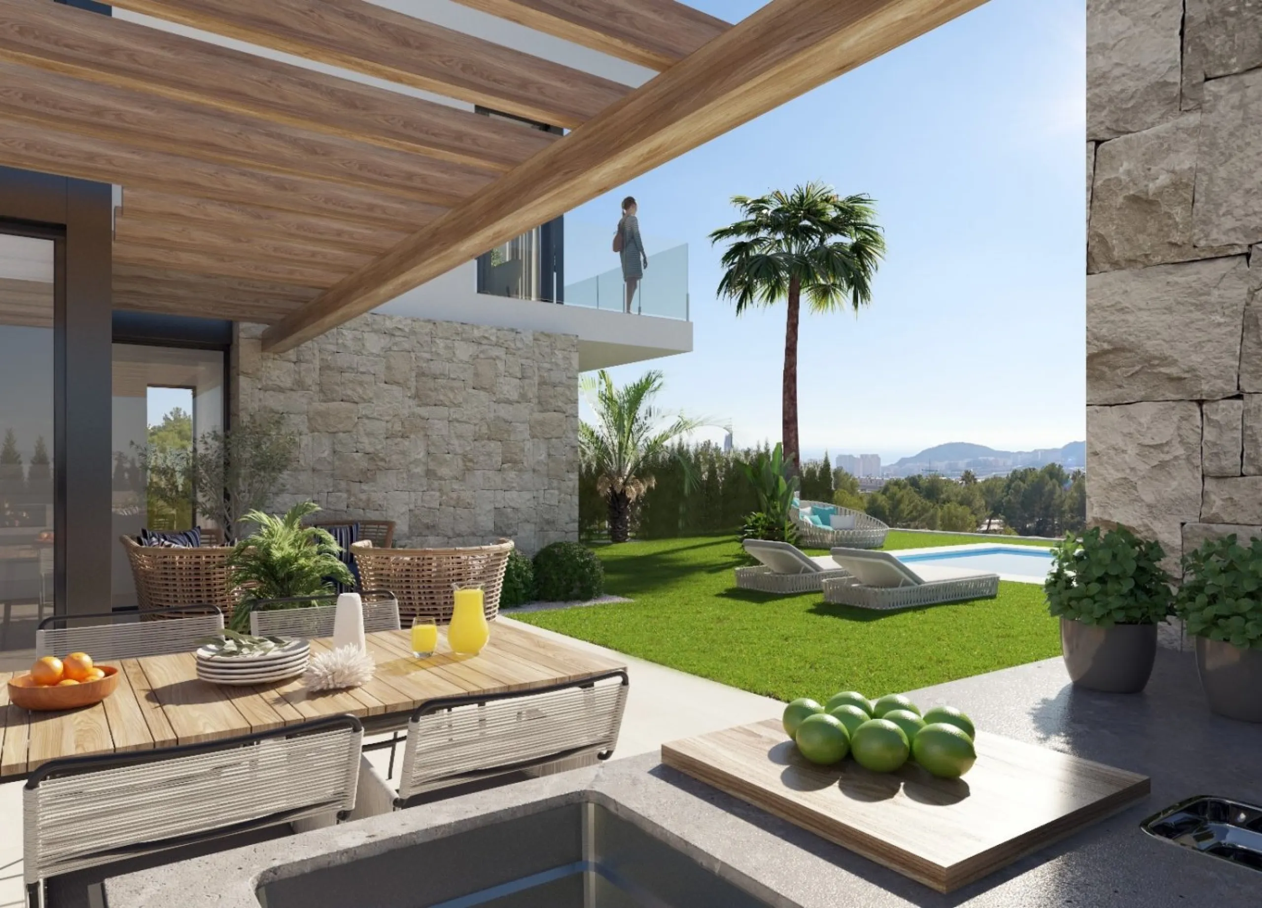 Villas independientes con piscina y vistas al mar en Sierra Cortina