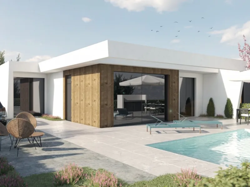 VILLAS DE OBRA NUEVA DE UNA SOLA PLANTA EN CAMPO DE GOLF ALTOANA, MURCIA