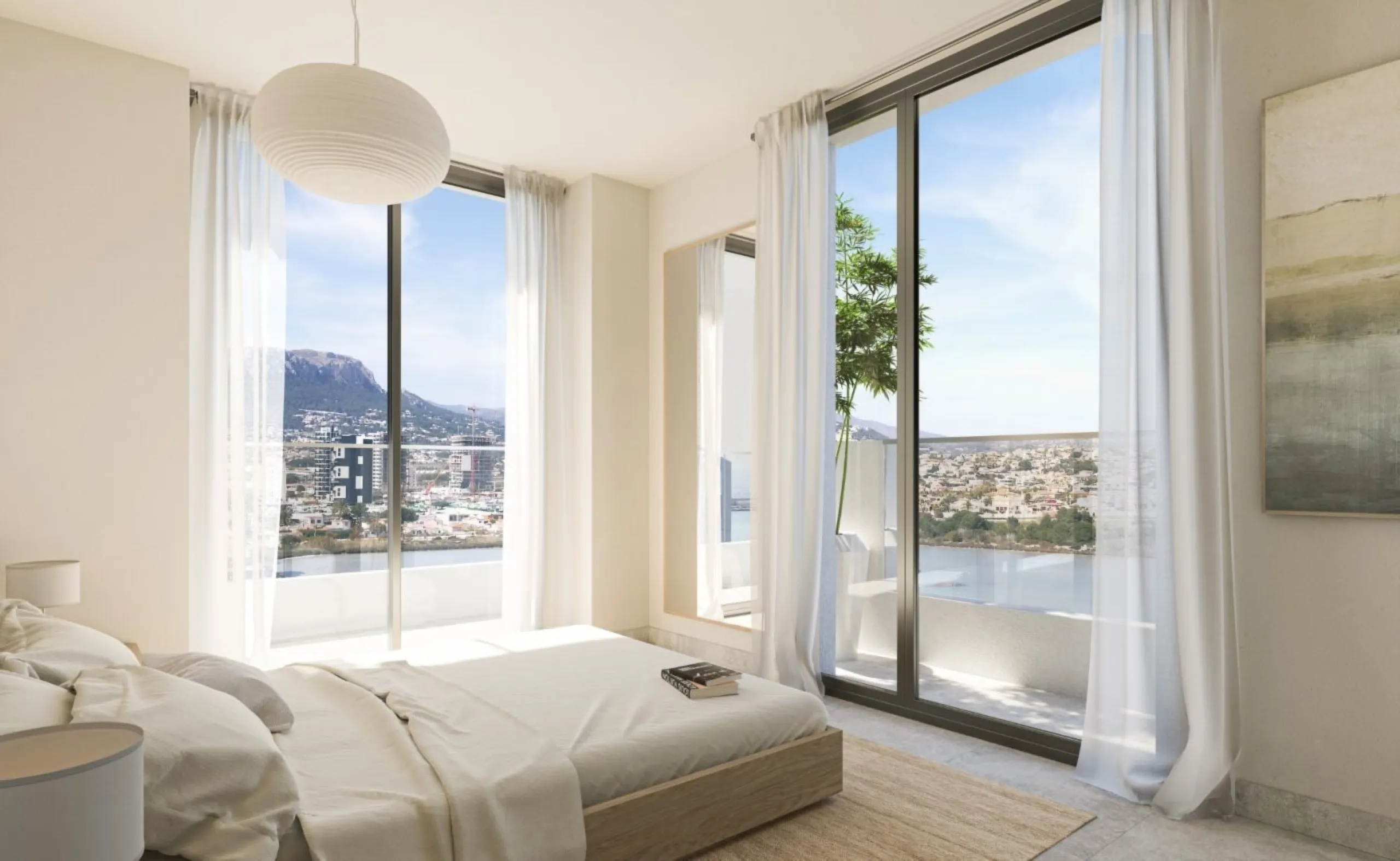 Newly built homes with large terraces and sea views