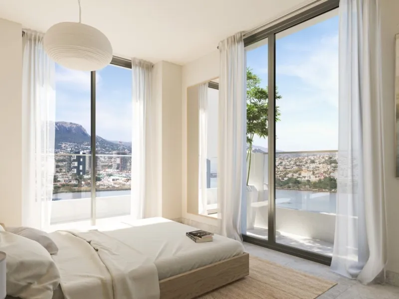 Newly built homes with large terraces and sea views