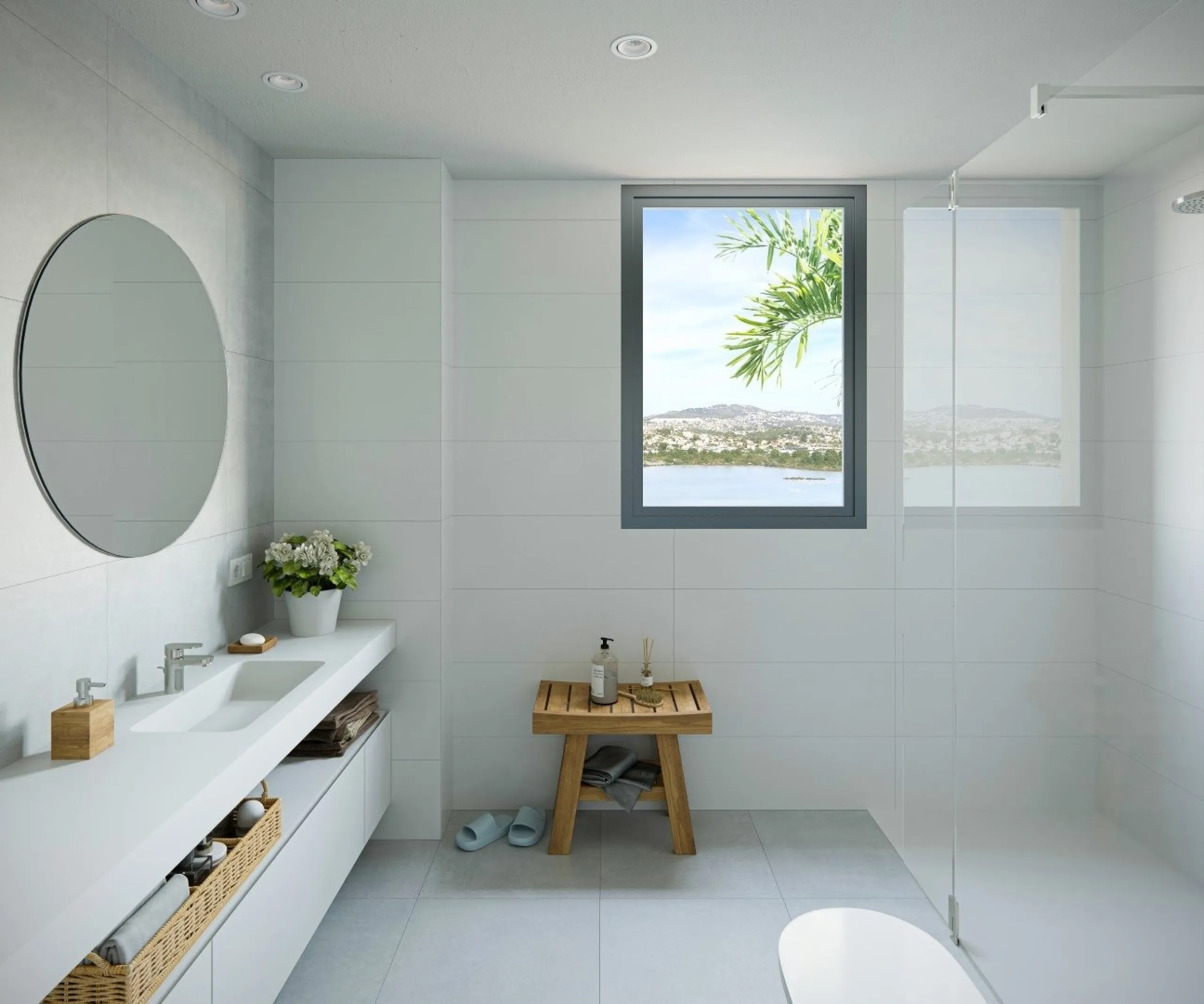 Newly built homes with large terraces and sea views