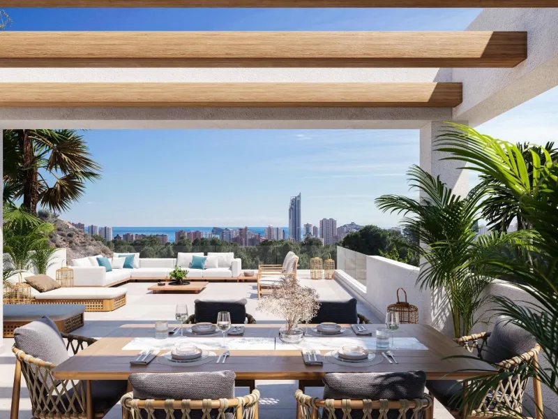 Luxury villas surrounded by green areas and golf courses