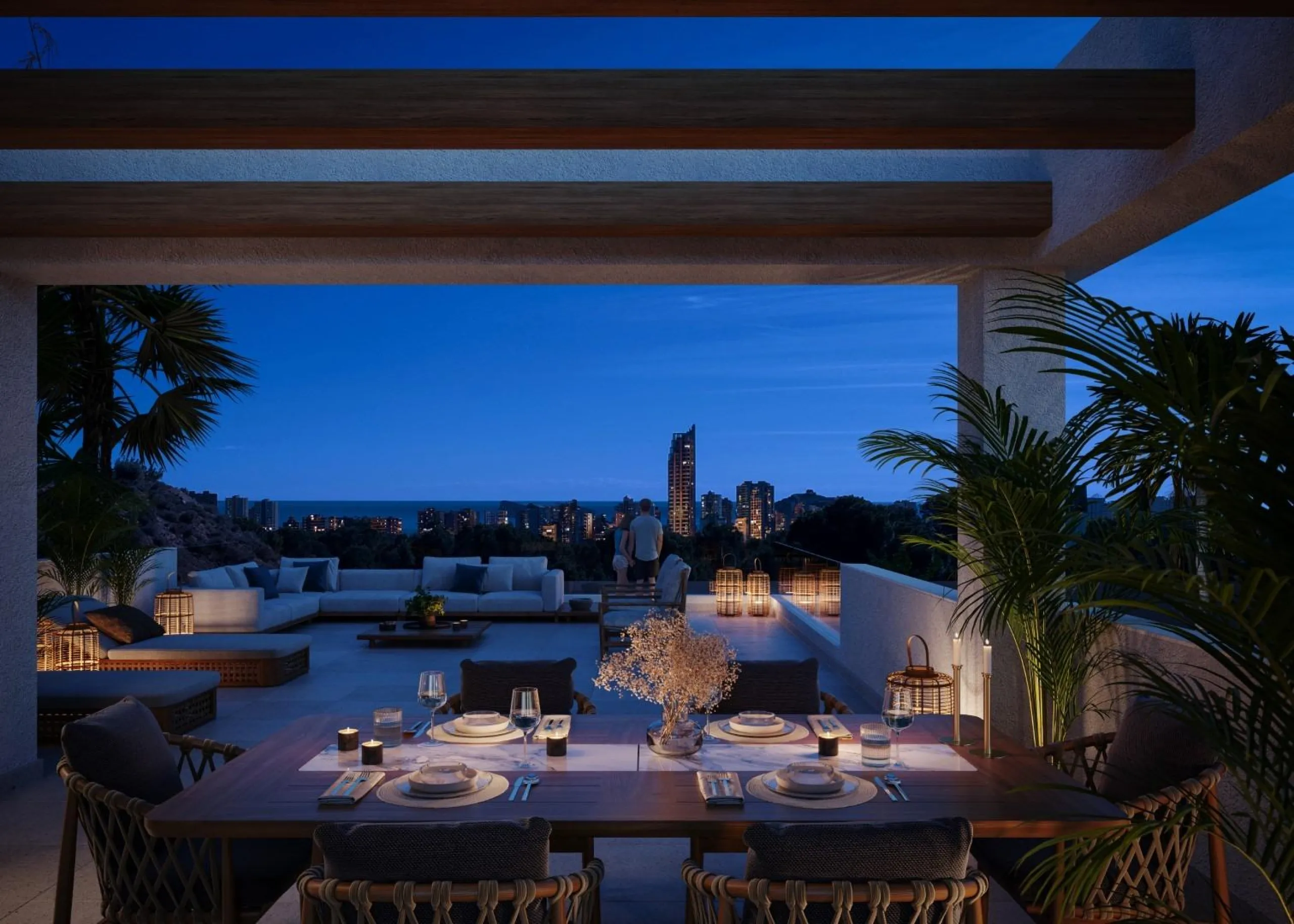 Luxury villas surrounded by green areas and golf courses