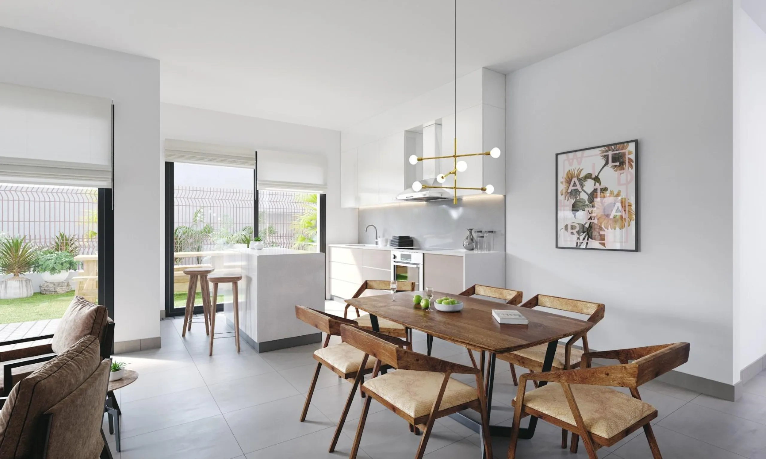 Luxury villas surrounded by green areas and golf courses