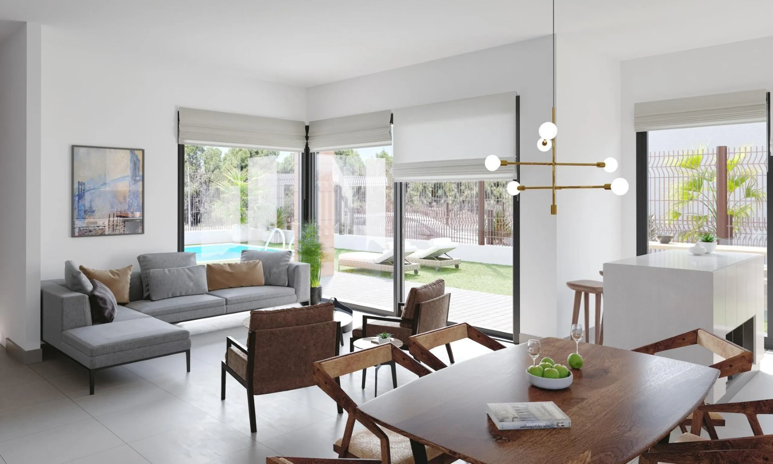 Luxury villas surrounded by green areas and golf courses