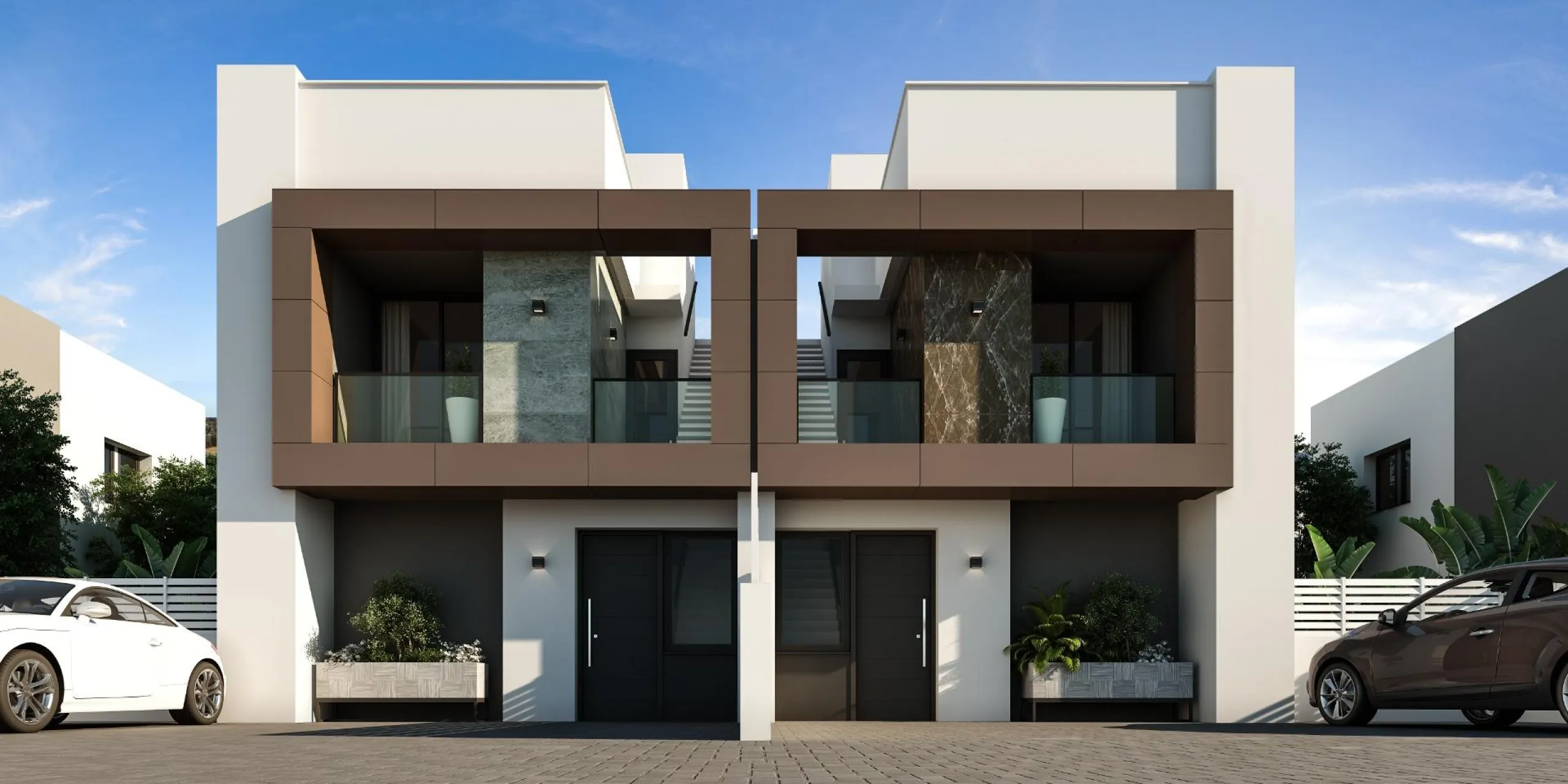Semi-detached houses with communal pool