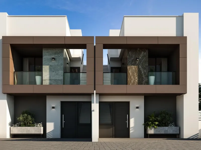 Semi-detached houses with communal pool