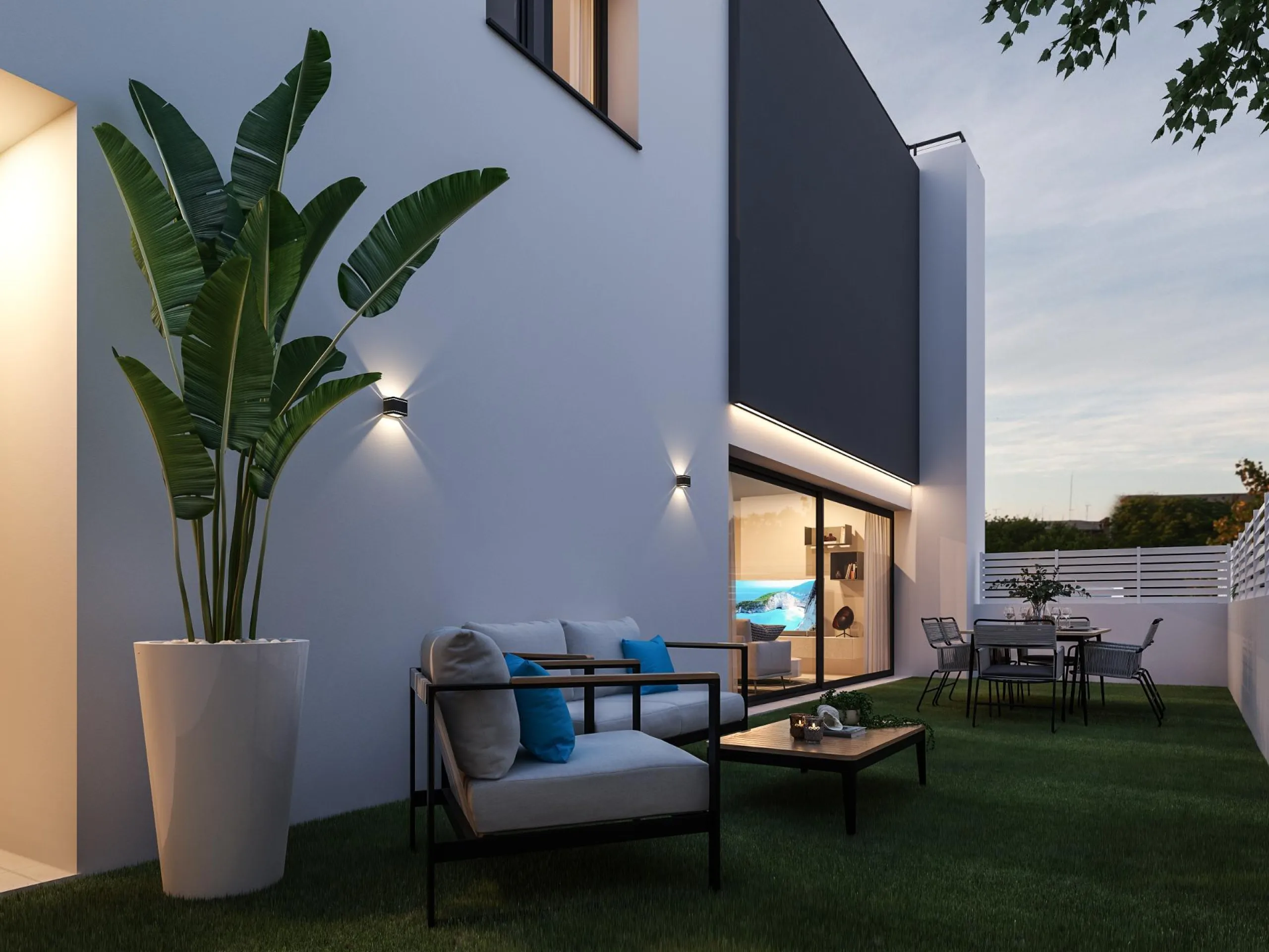 Semi-detached houses with communal pool